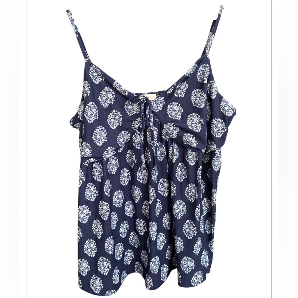 2X MyStyle Women's Navy and White Printed Swingy Camisole Top